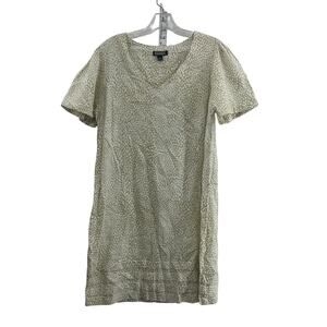 Nicole Miller Linen Speckled Women's SS Shift Dress L Beige/Cream Preowned